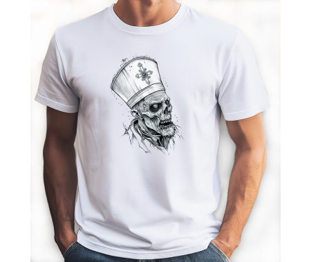 Koszulka Czaszka Papież 100% bawełna luźna koszulka, t-shirt biały